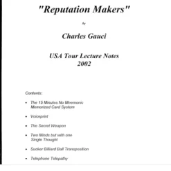 Charles Gauci - 'Reputation Makers' Lecture Notes ( Instant Download )