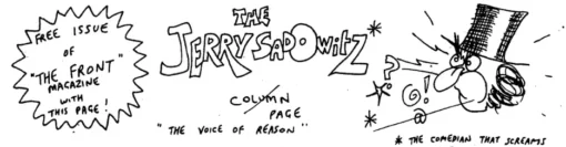 Front Magazine Columns by Jerry Sadowitz