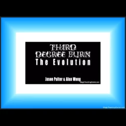 Close-up of a magician's thumb and finger with a visible card-shaped blister, demonstrating the Jason Palter and Alan Wong Third Degree Burn Evolution magic trick.